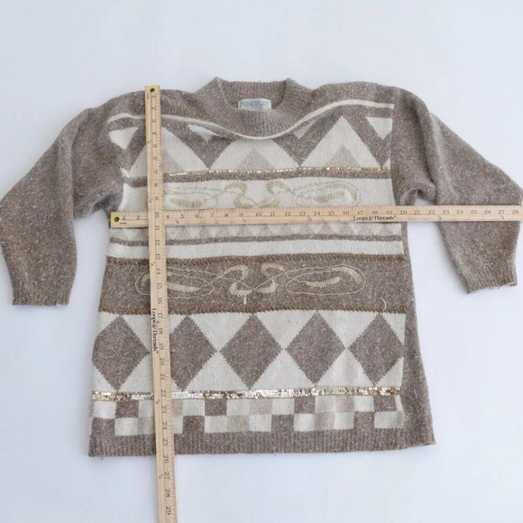 Vintage 80 Principles Petite Cream Knit 55% Silk 10% Angora 2% Wool Sweater L - Picture 4 of 12